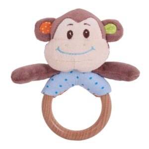 Sonaglio di legno ad anello con scimmietta