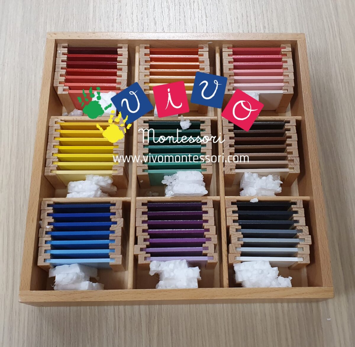 Spolette dei colori completamente in legno - Terza scatola