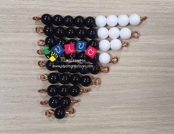 Bastoncini di perle nere e bianche da 1- 9